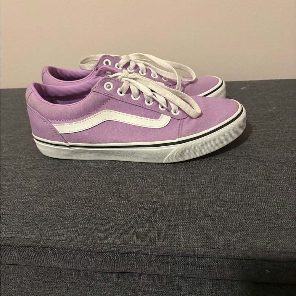 Vans Lavender Low-Top Canvas Sneakers with White Stripe